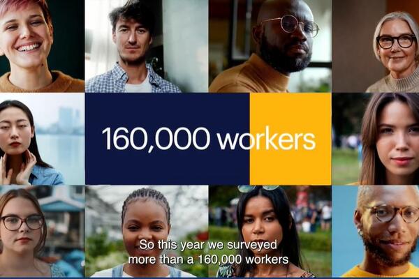 160,000 workers image with people's faces of different ages and ethnicities