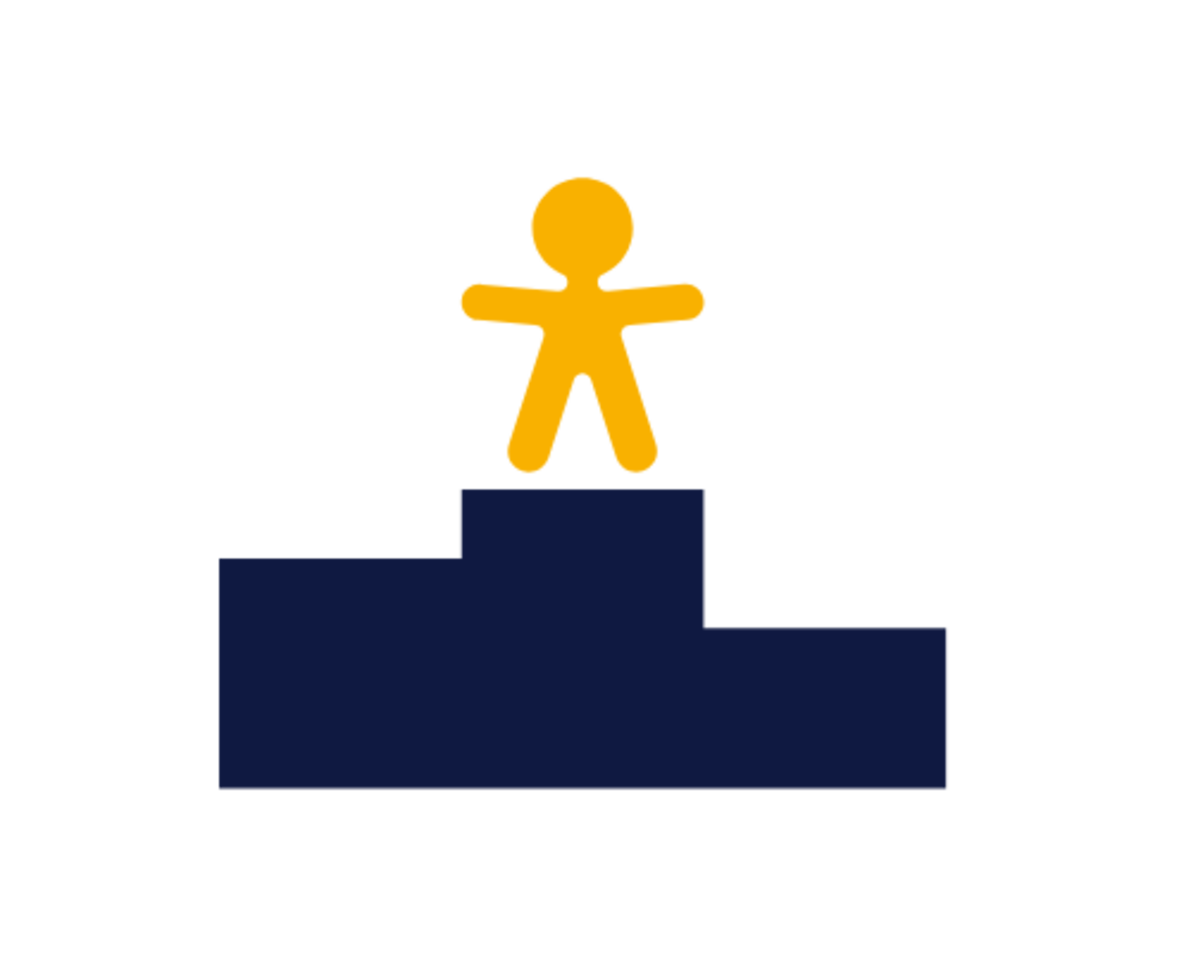 An illustraion of a human on a platform