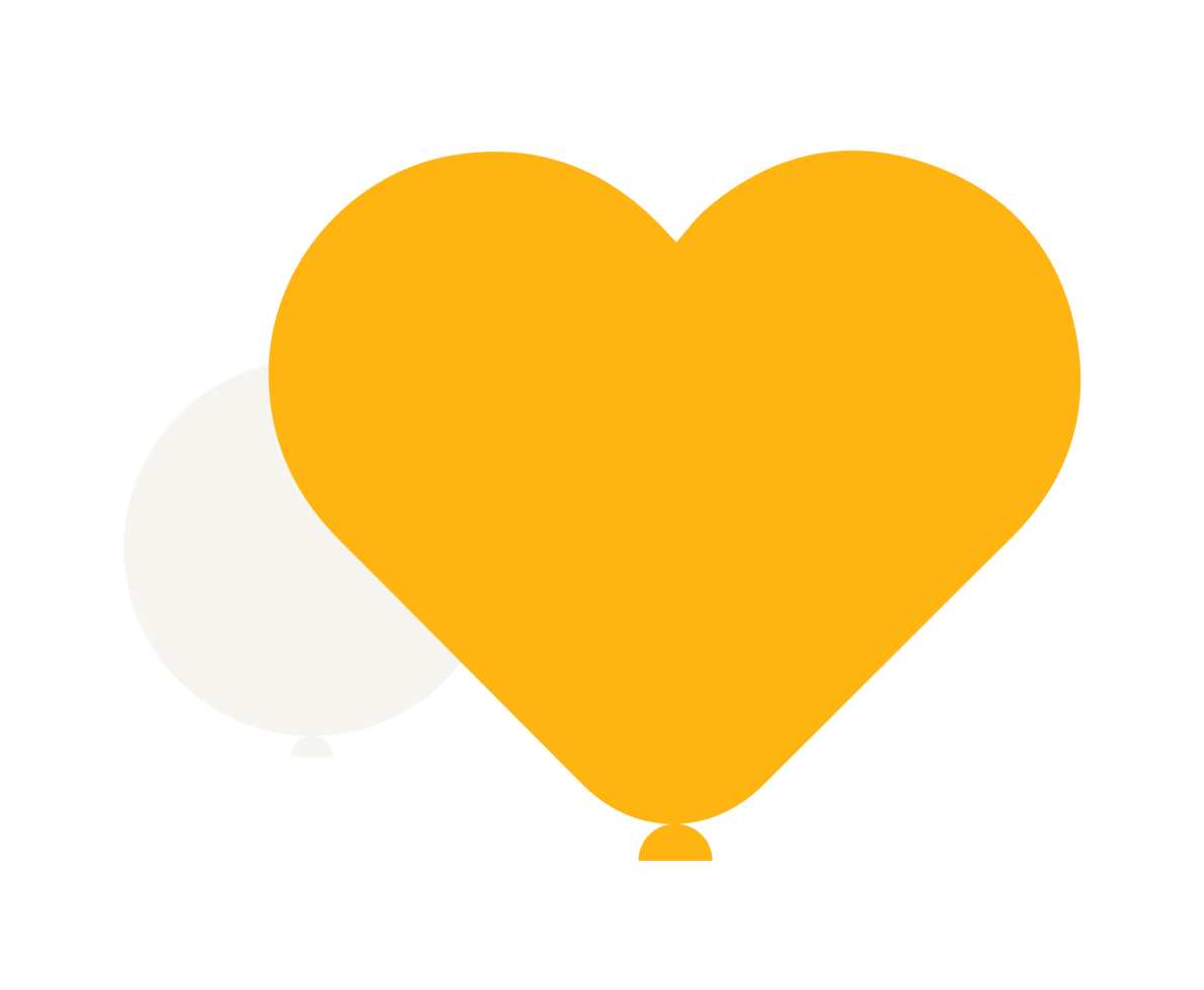 Round white balloon and a yellow heart balloon 
